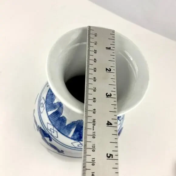 Blue & White Chinese Porcelain Vase with Floral & Bird Design‎ 11.75" - Picture 4 of 14